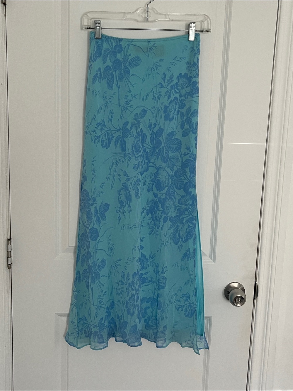 Express Blue Floral Maxi Slip Skirt